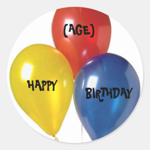 HEUREUX, ANNIVERSAIRE, autocollants (d'ÂGE)