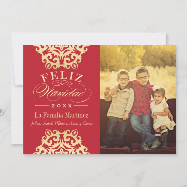Heureux Carte de la Photo de Noël dans Rouge et je (Devant)