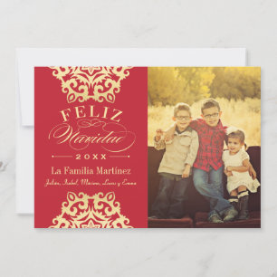 Heureux Carte de la Photo de Noël dans Rouge et je