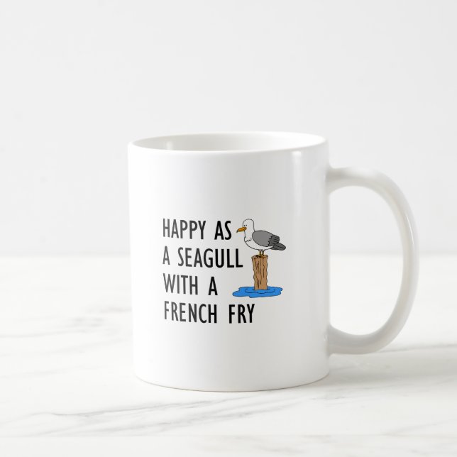 Heureux Comme Un Mouette Avec Une Mug De Fry Franç (Droite)