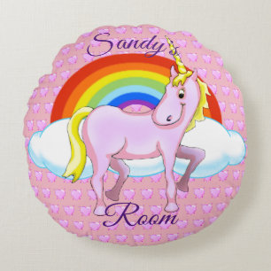 Heureux Coussin rond de licorne