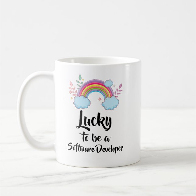 Heureux D'Être Un Développeur Logiciel Mug (Gauche)