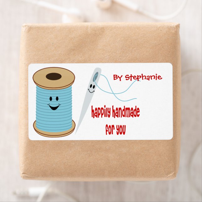 Heureux Étiquette de couture artisanal (En situation)