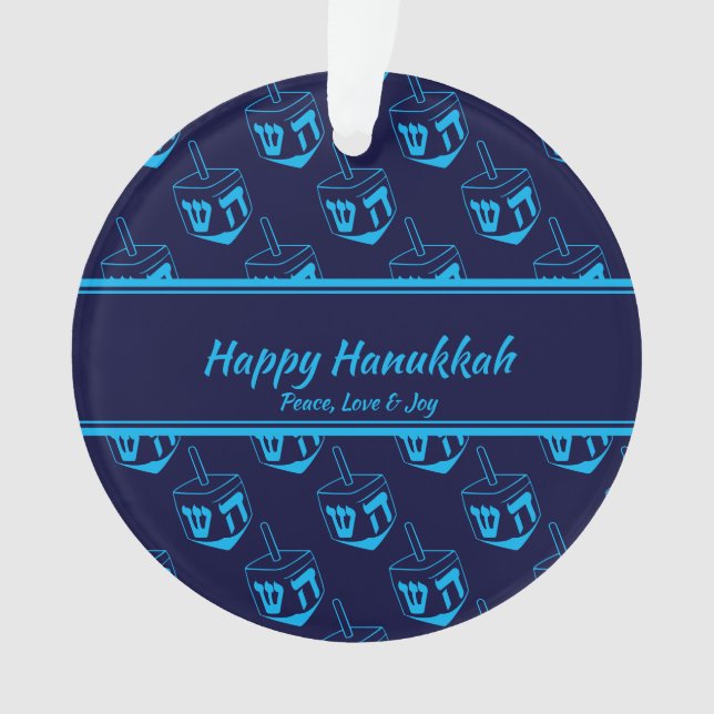 HEUREUX HANOUKKA Customisé Dreidel Blue Cyan (devant)