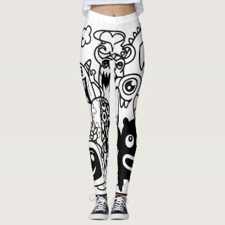 HEUREUX MONSTRE HAUT ET BLANC Leggings
