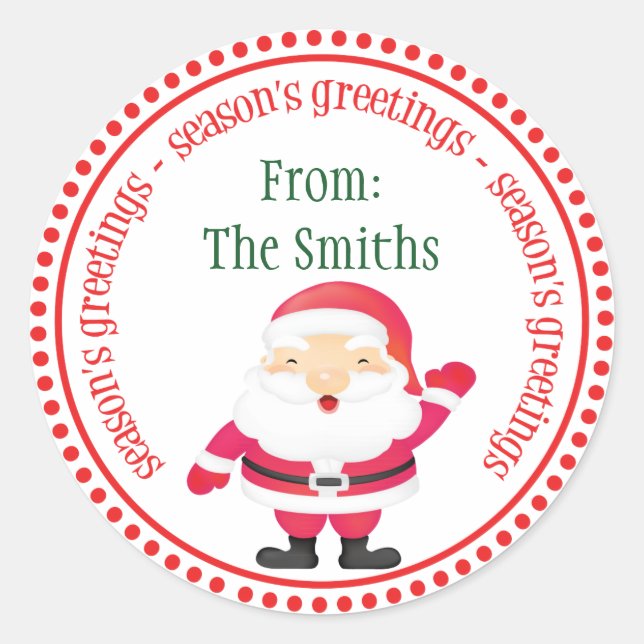 Heureux Père Noël Étiquettes du Cercle de points (Devant)