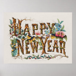 HEUREUX POSTER DE CONCEPTION VINTAGE DE NOUVELLE A