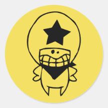 HEUREUX Sticker ROND MONSTER SHERIFF