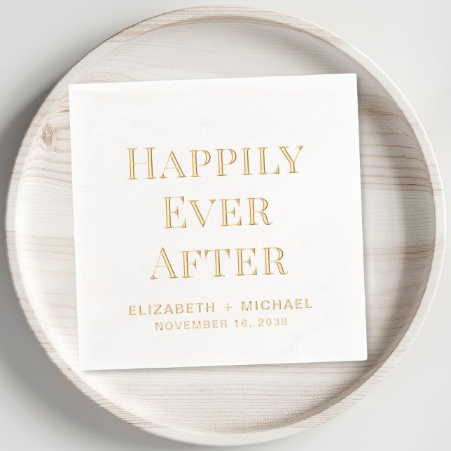 Heureux toujours après Mariage (Elevate your wedding reception decor with these elegant "Happily Ever After" foil napkins)