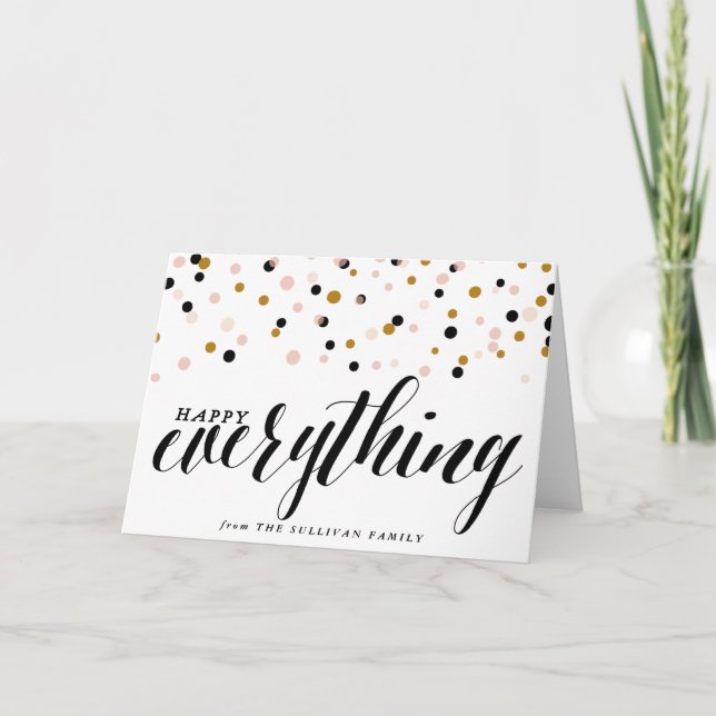 Heureux tout carte de vacances des confettis | (Devant)
