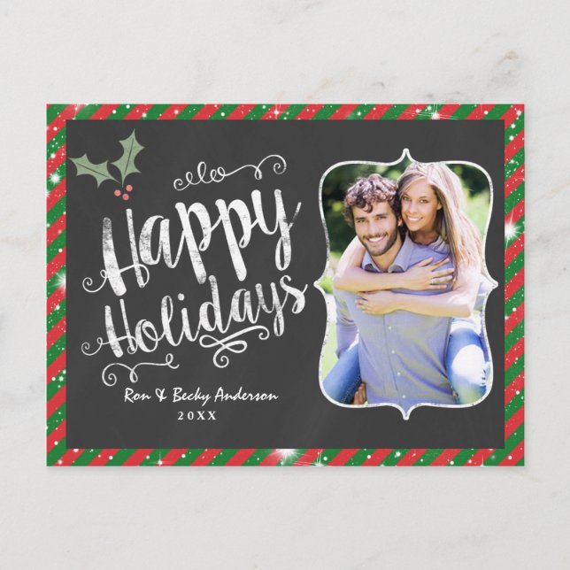 HEUREUX VACANCES Carte postale Chalk Carte photo d (Devant)