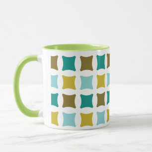 Hex Box Square Mid Mod Print Pattern Gold Mug