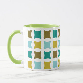 Hex Box Square Mid Mod Print Pattern Gold Mug