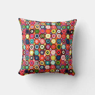 hex diamond red throw pillow