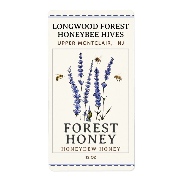 Hex Étiquette abeilles et Lavender HONEY Étiquette (Devant)