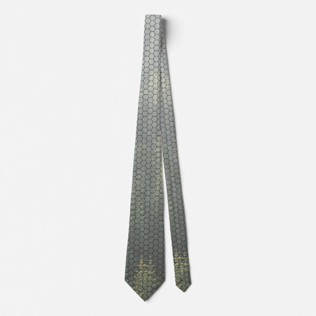 Hex Grid Grey Ombre Evergreen Tie (Front)