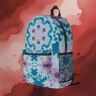 Hex Mandala Blue and Purple Printed Backpack