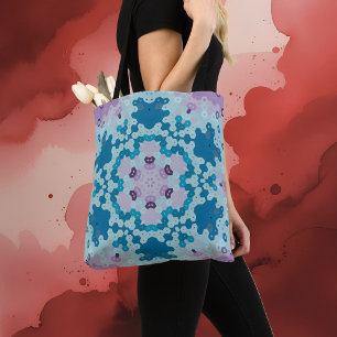 Hex Mandala Blue and Purple Tote Bag