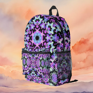 Hex Mandala Purple Pink and Blue Printed Backpack