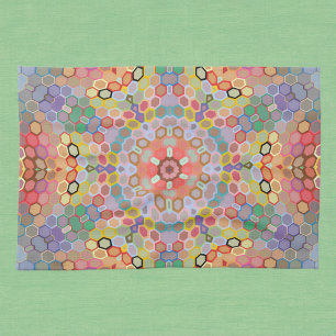 Hex Mandala Rainbow Kitchen Towel
