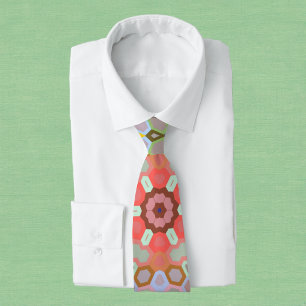 Hex Mandala Rainbow Tie