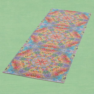 Hex Mandala Rainbow Yoga Mat