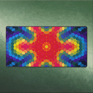 Hex Mandala Red Yellow and Blue