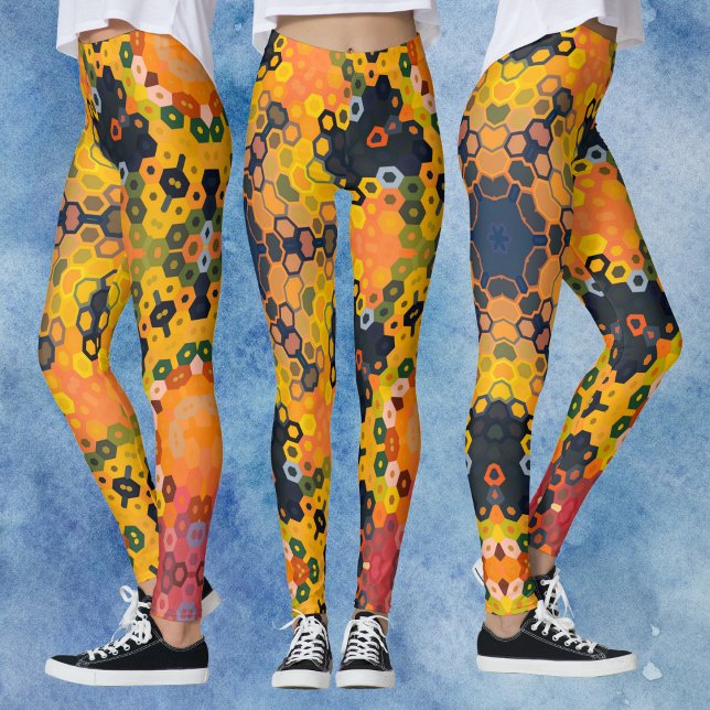 Hex Mandala Yellow and Orange Leggings (Creator Uploaded)