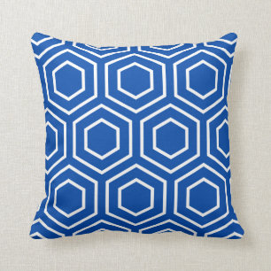 Hex Pattern Geometric Pillow in Cobalt Blue