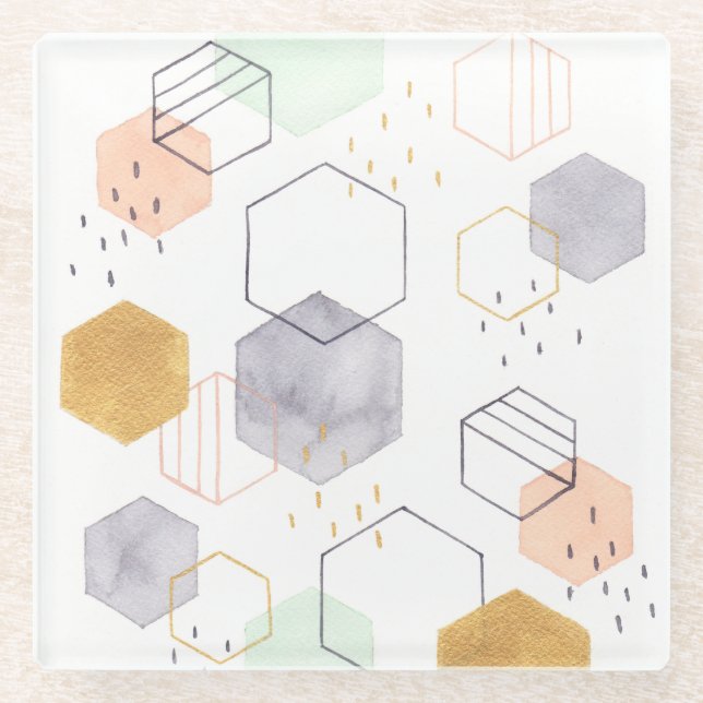 Hex Scatter Glass Coaster (Front)