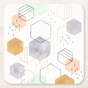 Hex Scatter Square Paper Coaster