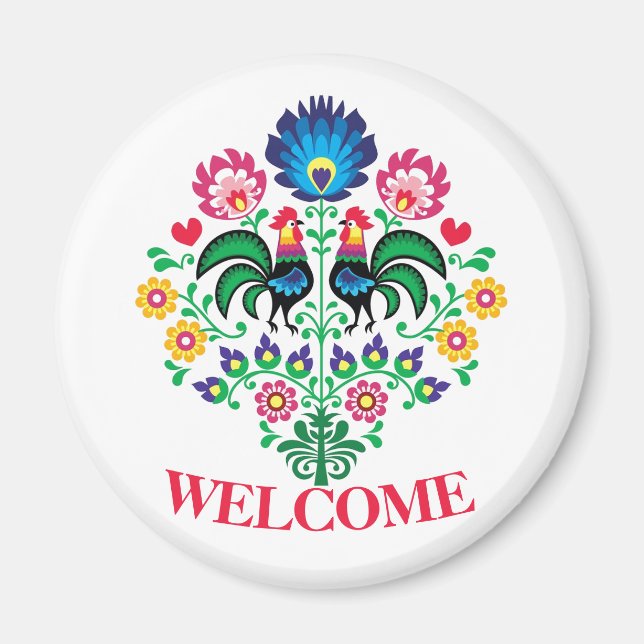 Hex Sign Polish  Welcome Bird Magnet (Front)