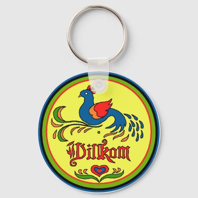 Hex Sign Welcome Bird Keychain (Front)