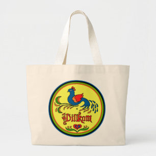 Hex Sign Welcome Bird Large Tote Bag