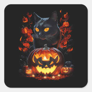 Hex, the Halloween black cat T-shirt Square Sticker