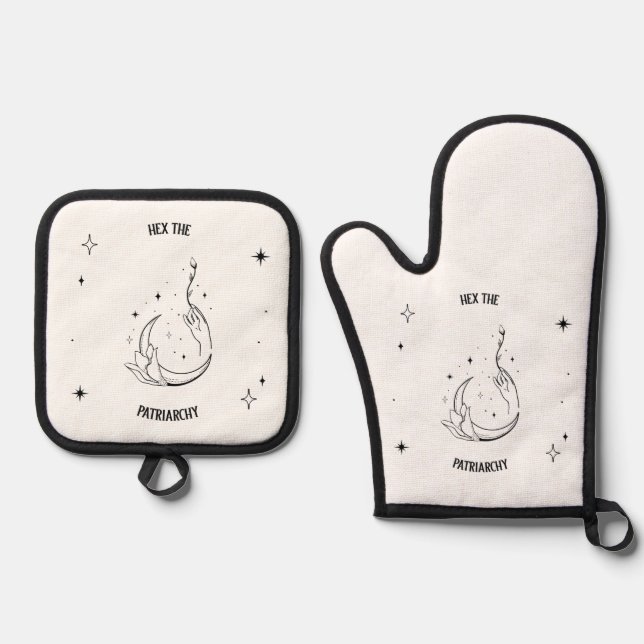 Hex The Patriarchy Oven Mitt & Pot Holder Set (Front)