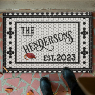 Hex Tile Print Personalized Door Mat