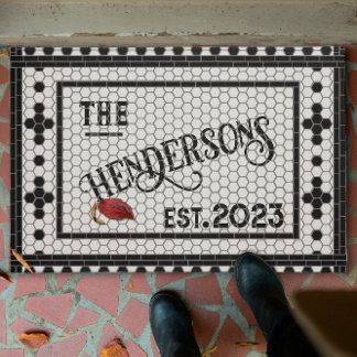 Hex Tile Print Personalized Door Mat