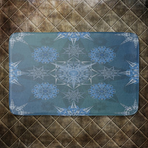 Hexa triangles yantra petals inscription bath mat