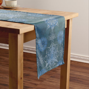 Hexa triangles yantra petals inscription long table runner