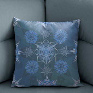 Hexa triangles yantra petals inscription  throw pillow