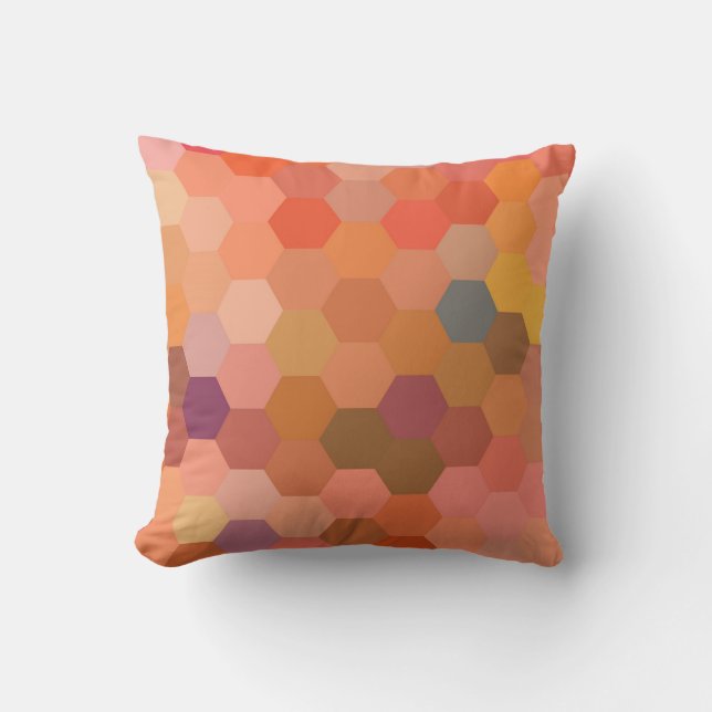 Hexagon Abstract Art | Modern Geometric Pattern 2 Throw Pillow (Front)