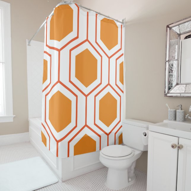 Hexagon abstract geometrical pattern in orange and (In Situ)