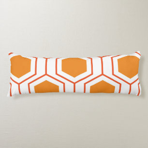 Hexagon abstract geometrical pattern in orange and body pillow
