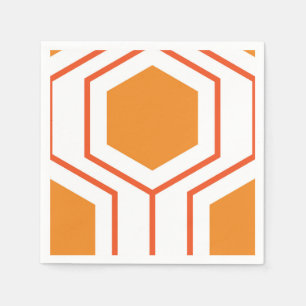 Hexagon abstract geometrical pattern in orange and napkin
