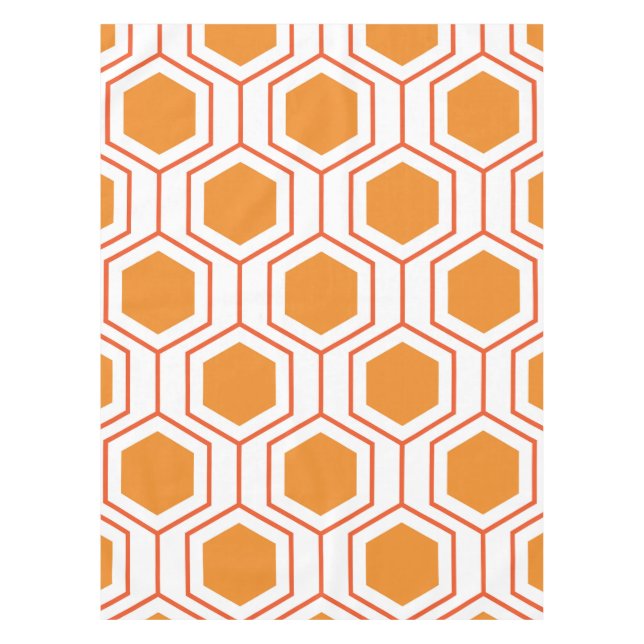 Hexagon abstract geometrical pattern in orange and tablecloth (Front)