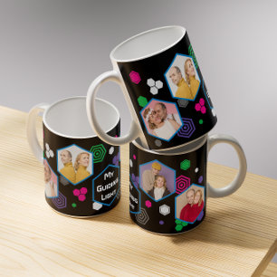Hexagon Abstrait noir moderne photo Collage Mug
