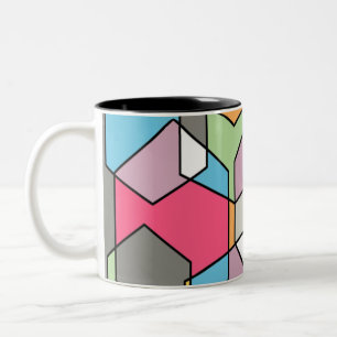 Hexagon Bauhaus - Pastels Two-Tone Coffee Mug
