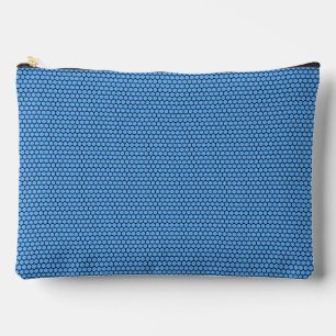 Hexagon Blue Black Pattern Large Accessory Pouch