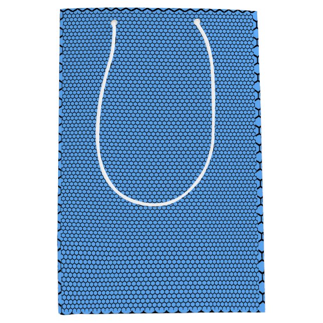 Hexagon Blue Black Pattern Medium Gift Bag (Front)